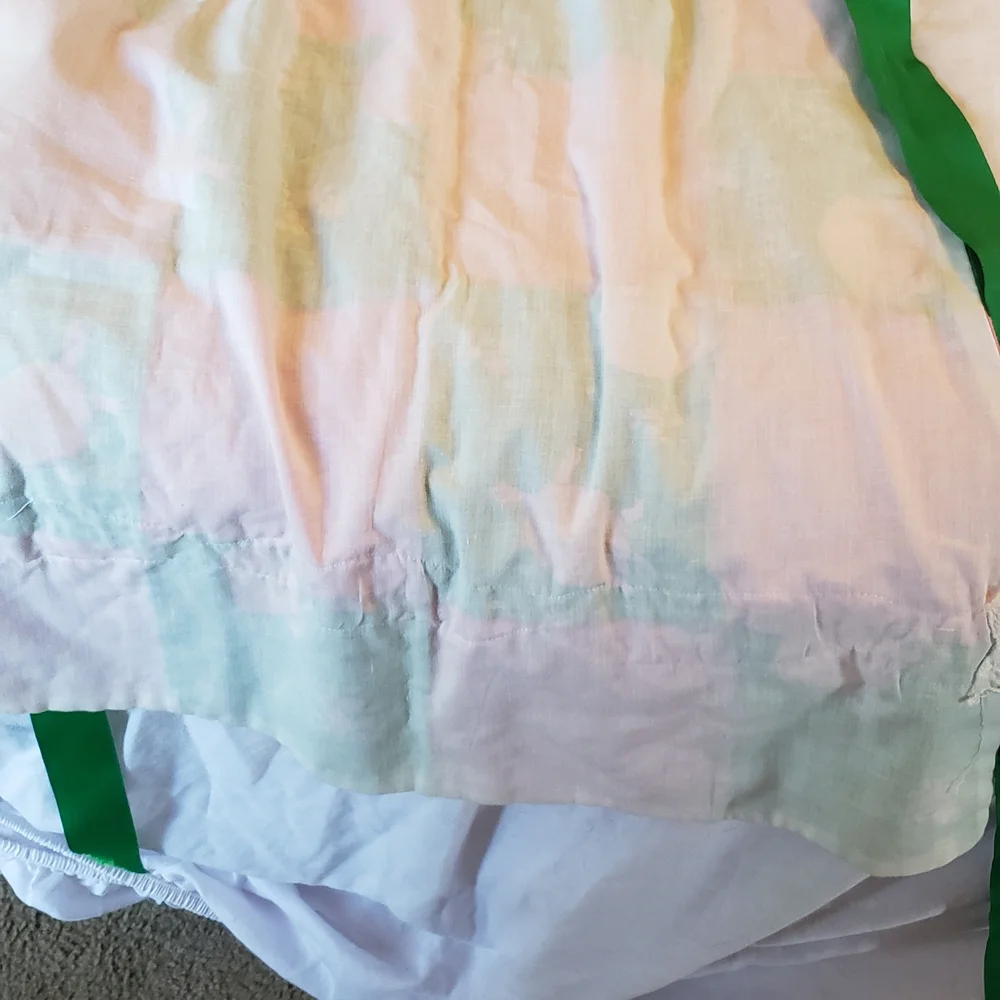Floral Pink and Green Apron. Handmade vintage antique waist‎ apron. Pink green